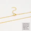 Detailed view of a 18K gold-plated copper box chain necklace with an adjustable clasp - Chain Only (Without Pendant) / 18K Gold Plated Box Chain