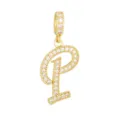 Détail d'un pendentif lettre P plaqué or 18 carats avec oxydes de zirconium. - Lettre P (DZ-350) / Or