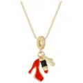 Detailed close-up of gold box chain necklace with red high heel and lipstick charms - High Heel Pendant / Pendant Only (No Chain)