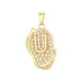 Pendentif lettre U en plaqué or 18K avec zircons pavés style hip-hop pour collier - Pendentif Lettre U Seul (Sans Chaîne) / Or