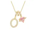 Elegante vergoldete Kette mit Initial O und pinkem Herz Planeten Anhänger für Damen - Buchstabe O (DXL-063) / Gold