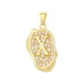 Pendentif lettre X en cuivre plaqué or 18 carats avec zircons pour bijoux hip hop - Pendentif Lettre X Seul (Sans Chaîne) / Or