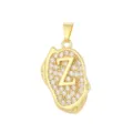 Pendentif lettre Z personnalisé en zircons plaqué or 18 carats style hip hop - Pendentif Lettre Z Seul (Sans Chaîne) / Or
