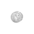 Versilberter Buchstabe D Anhänger mit rundem Zirkonia-Stein-Inlay - L Anhänger Ohne Kette / Silber