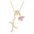 Elegante goldene Halskette mit Buchstabe K, rosa Herzzirkon und Zirkonia-Anhängern - Buchstabe X (DXL-063) / Gold