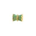 Détail de la perle cylindrique plaquée or 18K avec zircons baguette verts scintillants - Zircone Verte / Or