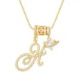 Gedetailleerde weergave van gouden ketting met cursieve letter K en hartvormige steen - Schrijfletter H (DXL-065) / Goud