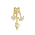 Detailed view of 18k gold plated jewelry charms set with flower crown and musical note. - Gold Crown Clover Musical Note Pendant