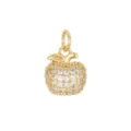 Macro view of a sparkling 18K gold-plated apple pendant with cubic zircon stone inlay details - Apple / Gold