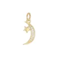 Close-up of 18K gold plated crescent moon and star pendant with sparkling zircons - Moon & Star / Gold