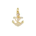 18K gold plated nautical anchor pendant charm with shimmering zircon inlay detail - Anchor / Gold