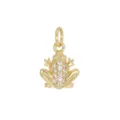 Close-up of a mini 18K gold plated frog charm inlaid with sparkling cubic zirconia - Frog / Gold