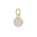 Close-up of 18K gold-plated mini charm pendant with sparkling zirconia inlay - Round / Gold