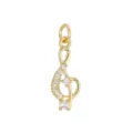 Gold-plated music treble clef pendant with sparkling zirconia inlay for DIY jewelry - Music Note / Gold