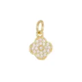 Close-up of mini 18K gold-plated clover pendant with pavé-set sparkling cubic zirconia stones - Four-Leaf Clover / Gold