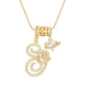 Luxe vergulde ketting met initiaal S en sprankelende hart- en Saturnus-hanger - Schrijfletter G (DXL-065) / Goud