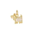 Close-up macro view of a 18K gold plated Scottie dog charm with cubic zirconia - Dog / Gold
