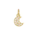 Macro detail of 18K gold plated crescent moon pendant with micro-pave cubic zirconia - Moon / Gold