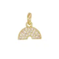 Detailed macro view of a 18K gold-plated rainbow charm inlaid with cubic zirconia - Rainbow / Gold