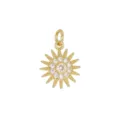 Detailed view of 18K gold-plated sun pendant with sparkling zircon for DIY jewelry - Sun / Gold