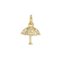 Detailed close-up view of a gold-plated umbrella pendant with cubic zirconia inlays. - Umbrella / Gold