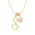 Elegante vergoldete Halskette mit dem Buchstaben S und einem rosa Herz-Zirkonia - Gold S (Anhänger + Boxkette)
