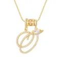 Goudkleurige ketting met hart en schrijfletter V hanger, bezet met zirkonia. - Schrijfletter O (DXL-065) / Goud