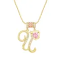 Eleganter vergoldeter Halskette mit Anhänger Buchstabe U und einem rosa Herz-Zirkon - Gold U (Anhänger + Boxkette)