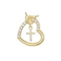 Elegant 18K gold plated heart pendant with zircon cross for DIY jewelry making - Heart and Cross / Gold