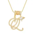 Elegante goudvergulde ketting met cursieve letter Q en schitterende hart hanger - Schrijfletter Q (DXL-065) / Goud
