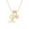 Elegante goldene Halskette mit Buchstabe H und einem rosa Herz-Zirkonia-Anhänger. - Gold X (Anhänger + Boxkette)