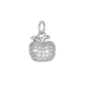 Mini 18K white gold plated apple charm pendant with sparkling cubic zirconia - Apple / Silver