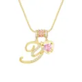 Elegante Goldkette mit einem Buchstaben-Y-Anhänger und einem rosa Herz-Zirkon-Stein - Gold Y (Anhänger + Boxkette)
