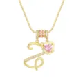Elegante Goldhalskette mit Anfangsbuchstabe S und funkelndem rosa Herz-Zirkon-Anhänger - Gold Z (Anhänger + Boxkette)
