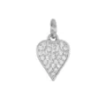 Elegant mini 18K white gold plated heart pendant with clear cubic zirconia stones - Slim Heart / Silver