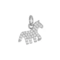 Mini horse charm pendant encrusted with clear cubic zirconia for DIY jewelry making - Pony / Silver