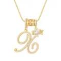 Elegante vergulde ketting met cursieve initiaal H en een fonkelende hart hanger - Schrijfletter X (DXL-065) / Goud