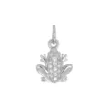 Elegant silver frog pendant charm with white zirconia stones for DIY jewelry making - Frog / Silver