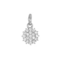 Mini snowflake-shaped charm pendant set with sparkling cubic zirconia for DIY jewelry making - Round / Silver