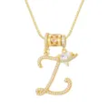 Vergulde halsketting met schrijfletter Z-pendant, hartaccent en CZ-stenen decor - Schrijfletter Z (DXL-065) / Goud