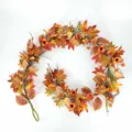 Decorative autumn maple leaf garland with artificial sunflowers and berries for fall decor - 1.8m Autumn Vine / 2 Pcs/Set