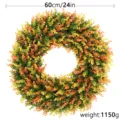 24-inch artificial boxwood wreath with vibrant orange and green leaves for front door decor - 60cm Folded
