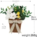 Artificial white magnolia and yellow tulip flower basket for spring wall decor, 35x33cm - Magnolia Tulip Flower Basket (Plastic Type)