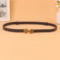 Women slim leather belt vintage retro waist band elegant dress decorative accessories - Dark Blue