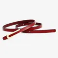 Cintura sottile in pelle rossa da donna minimalista con elegante fibbia in metallo - Rosso
