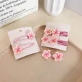Lot de jolies barrettes à cheveux en résine cerisier rose sur cartes de présentation - Ensemble Pinces BB
