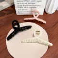 Grande pince à cheveux ruban minimaliste en noir mat, crème et rose pâle élégante. - Lot de 3 / Ensemble Couleur Unie