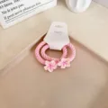 Elegant pink cherry blossom elastic hair ties with delicate flower charms for girls - Thick Hair Tie Set