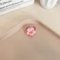 Cute pink cherry blossom sakura flower hair tie elastic scrunchie for girls and women - Single Small Hair Tie