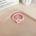 Delicate pink cherry blossom braided hair tie, cute floral elastic hair ring for women - Single Thick Hair Tie